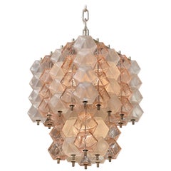 Vintage Pink and Frosted Murano Glass Chandelier