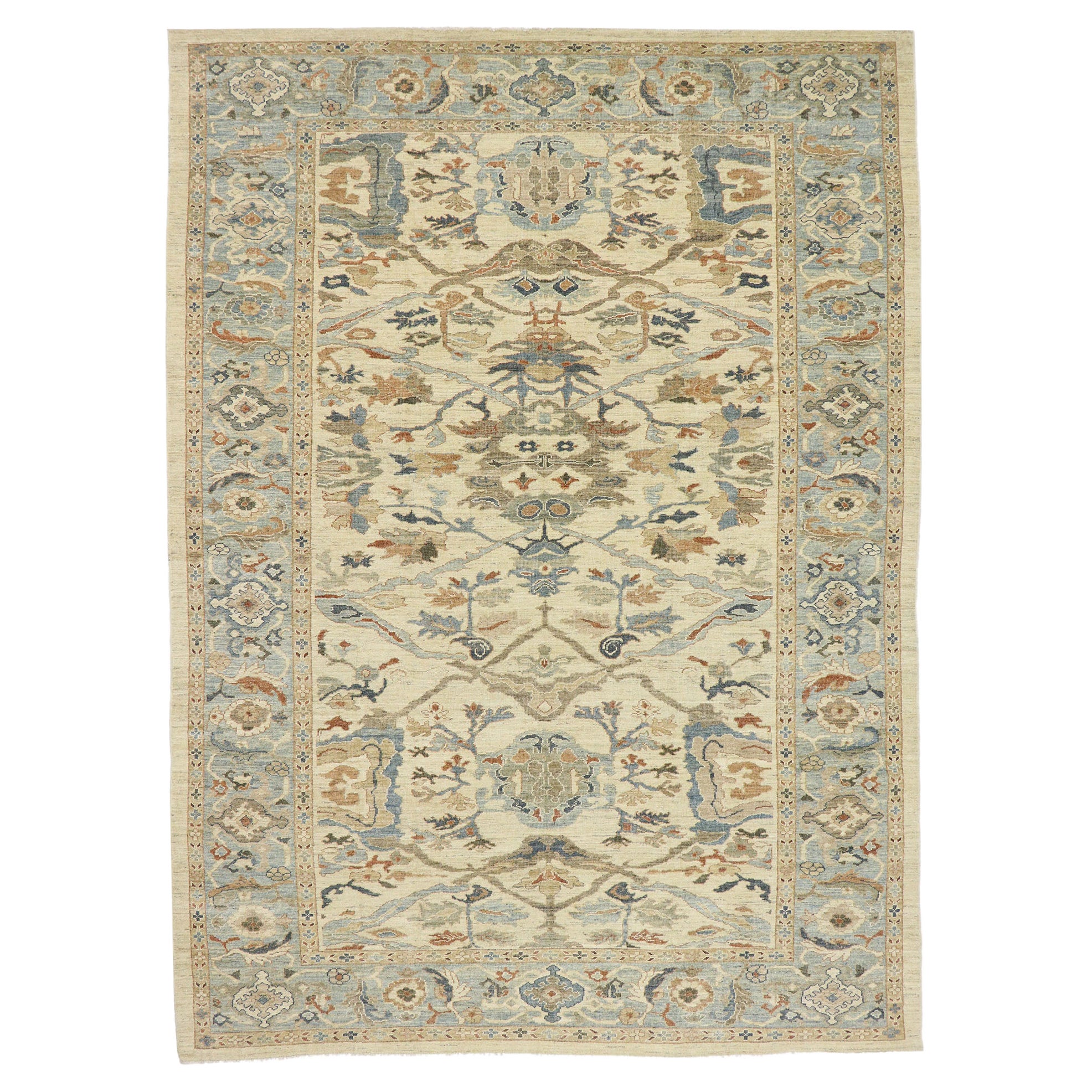 New Contemporary Persian Sultanabad Rug with Transitional Modern Style For Sale