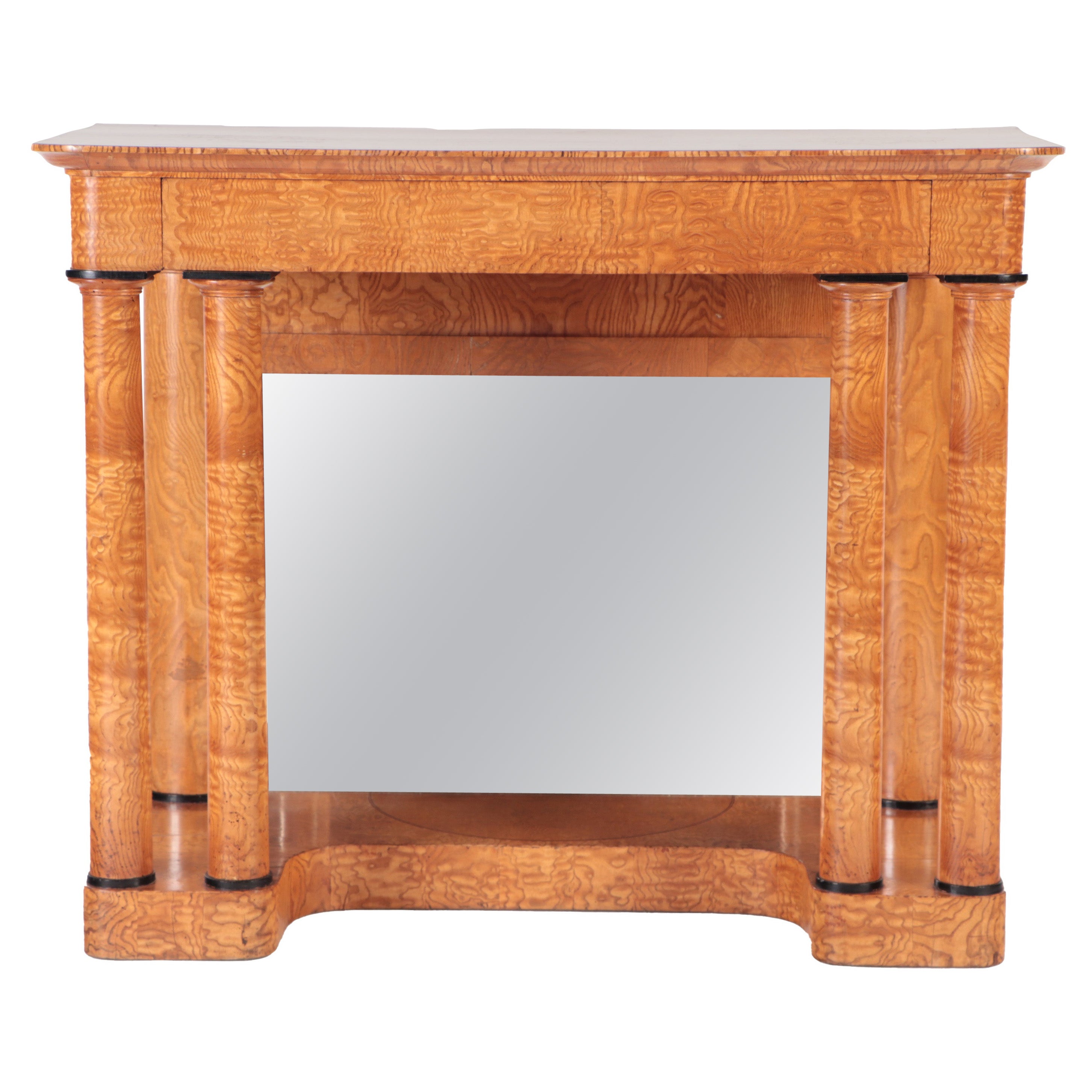 Nineteenth Century Figured Elm Console Resting on Four Round Doric Style Columns For Sale