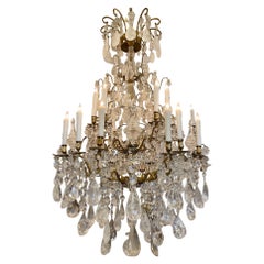 19th Century French Bronze and Rock Crystal Chandelier