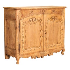 Antique Bleached Buffet Sideboard with Hidden Storage From France