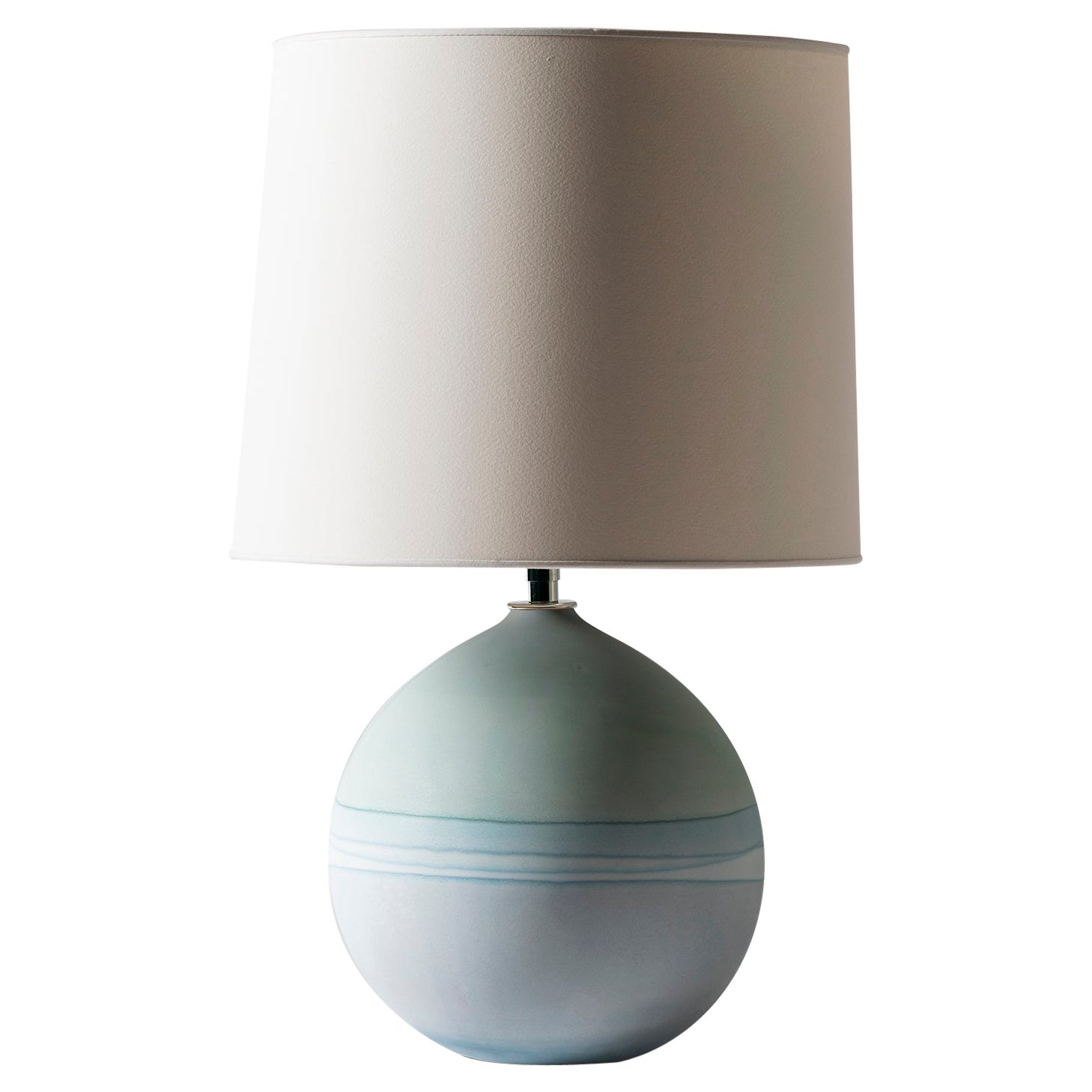 Zeitgenössische runde Saturn-Tischlampe in Mint und Grau von Elyse Graham