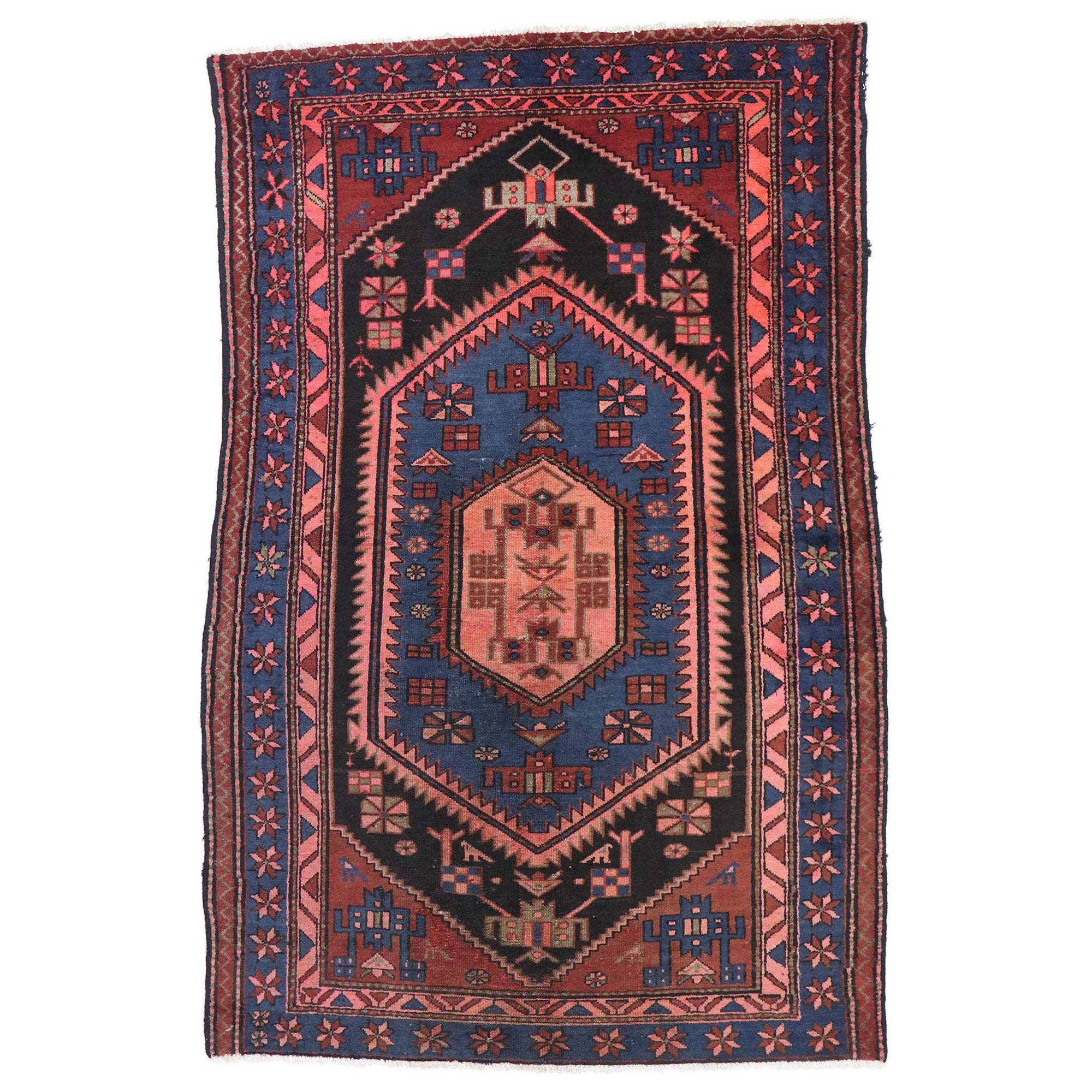 Persischer Hamadan-Teppich im Stammesstil im Vintage-Stil