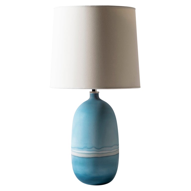 Contemporary Oblong Mercury Table Lamp in Slate Blue by Elyse Graham For Sale