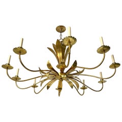 Vintage Moderne Gilt Metal Chandelier