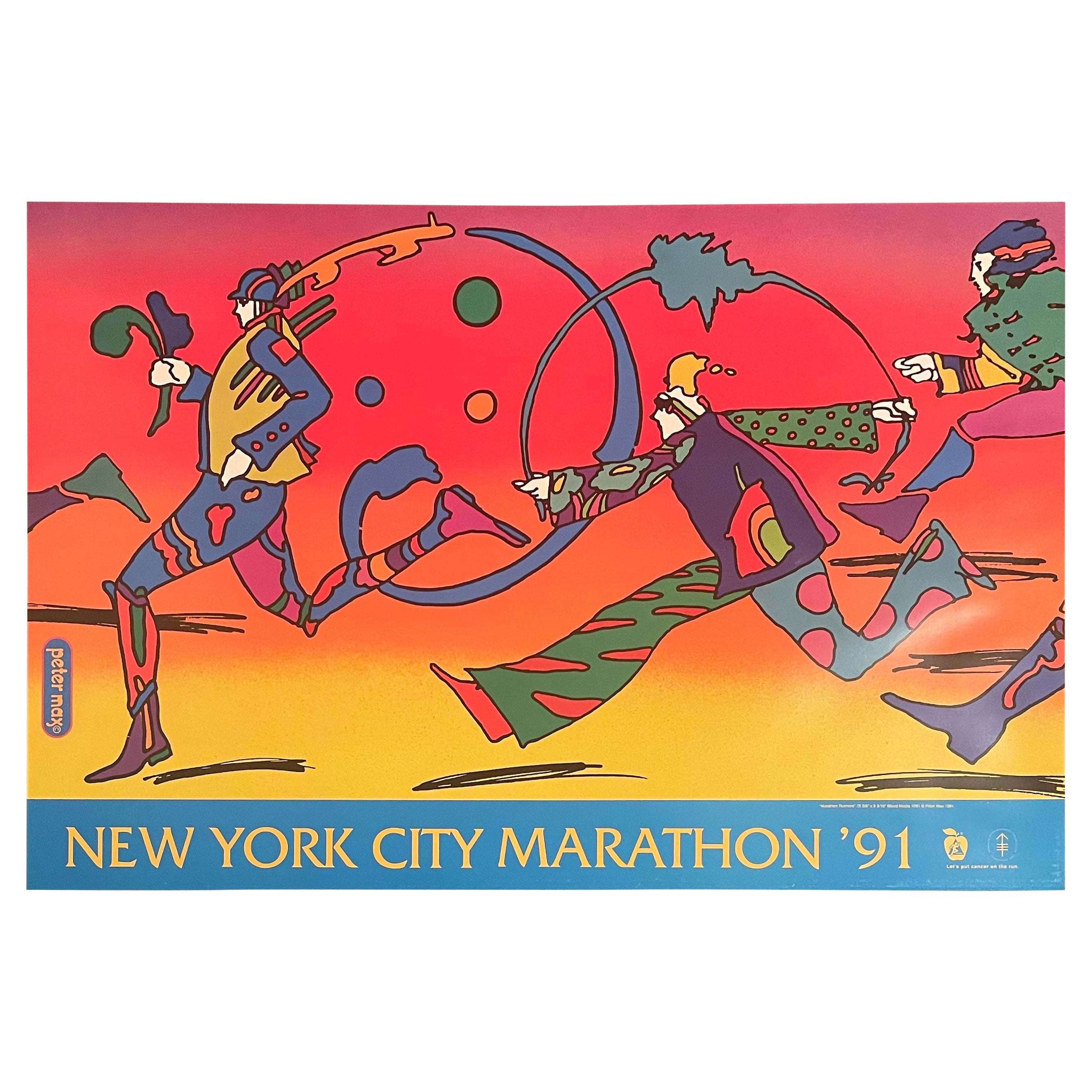 Vintage "New York City Marathon" Poster by Peter Max, 1991