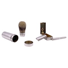 Tiffany & Co. Sterling Silver 3-Piece Traveling Grooming Set w/ Razor & Brush