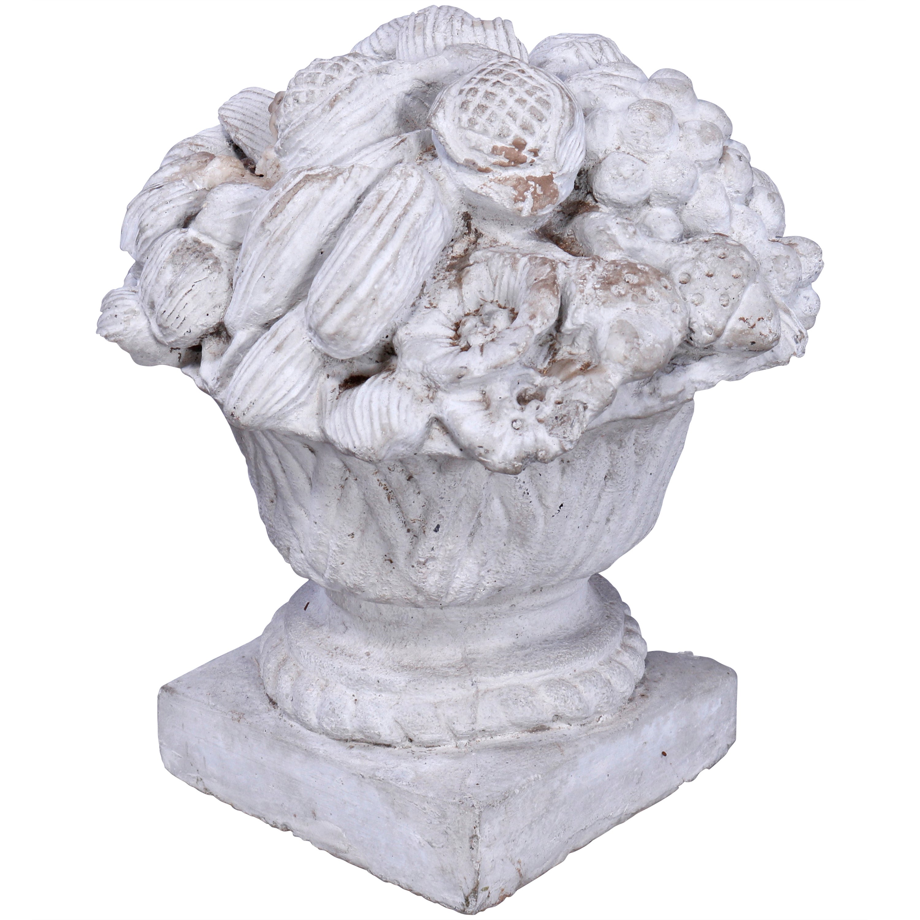 French Classical Cast Hard Stone Panier de Fruits Garden Ornament, 20th C For Sale