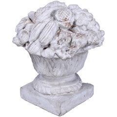 French Classical Cast Hard Stone Panier de Fruits Garden Ornament, 20th C