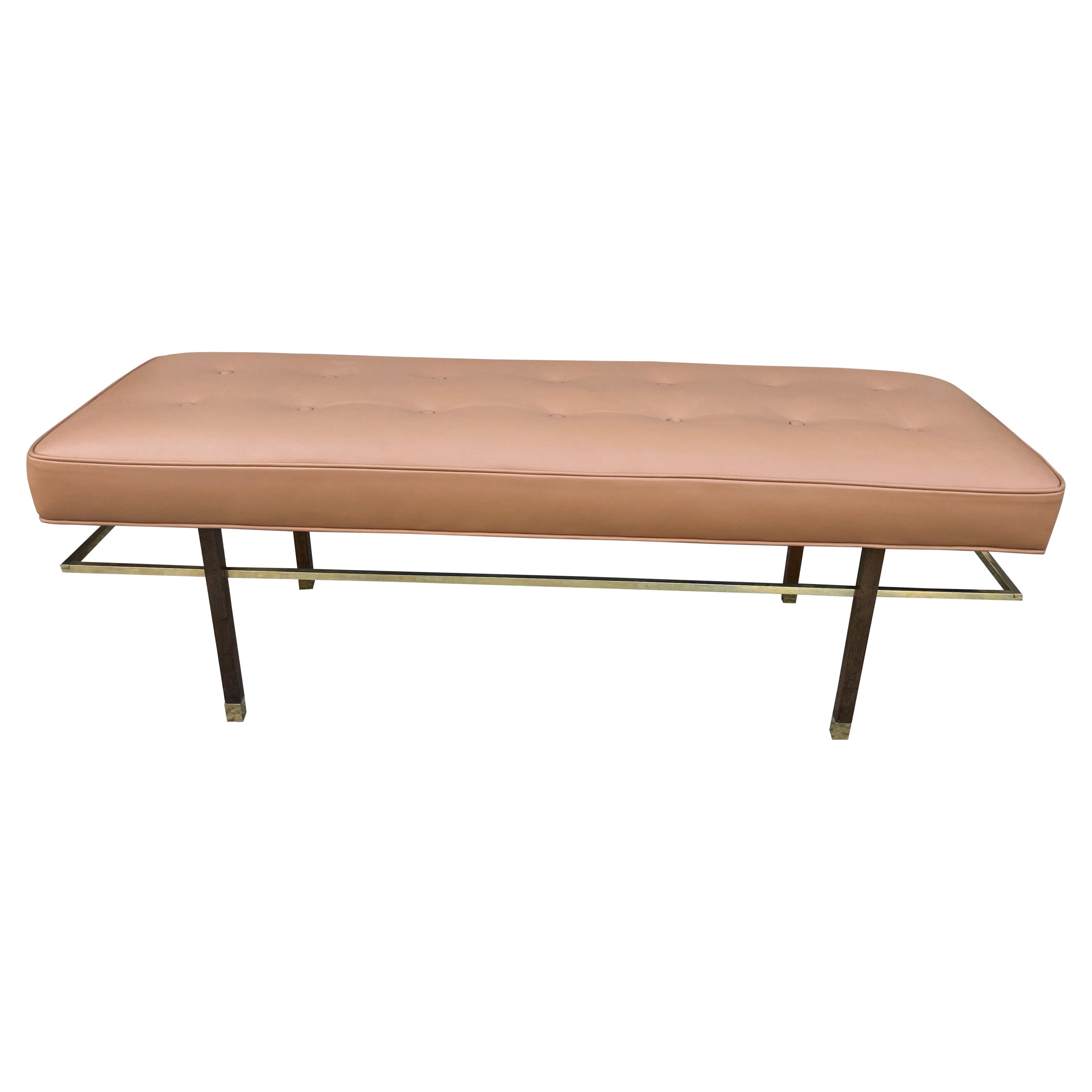 Harvey Probber Brass, and Leather Bench
