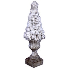 Vintage French Classical Cast Hard Stone Panier de Fruits Garden Ornament, 20th C