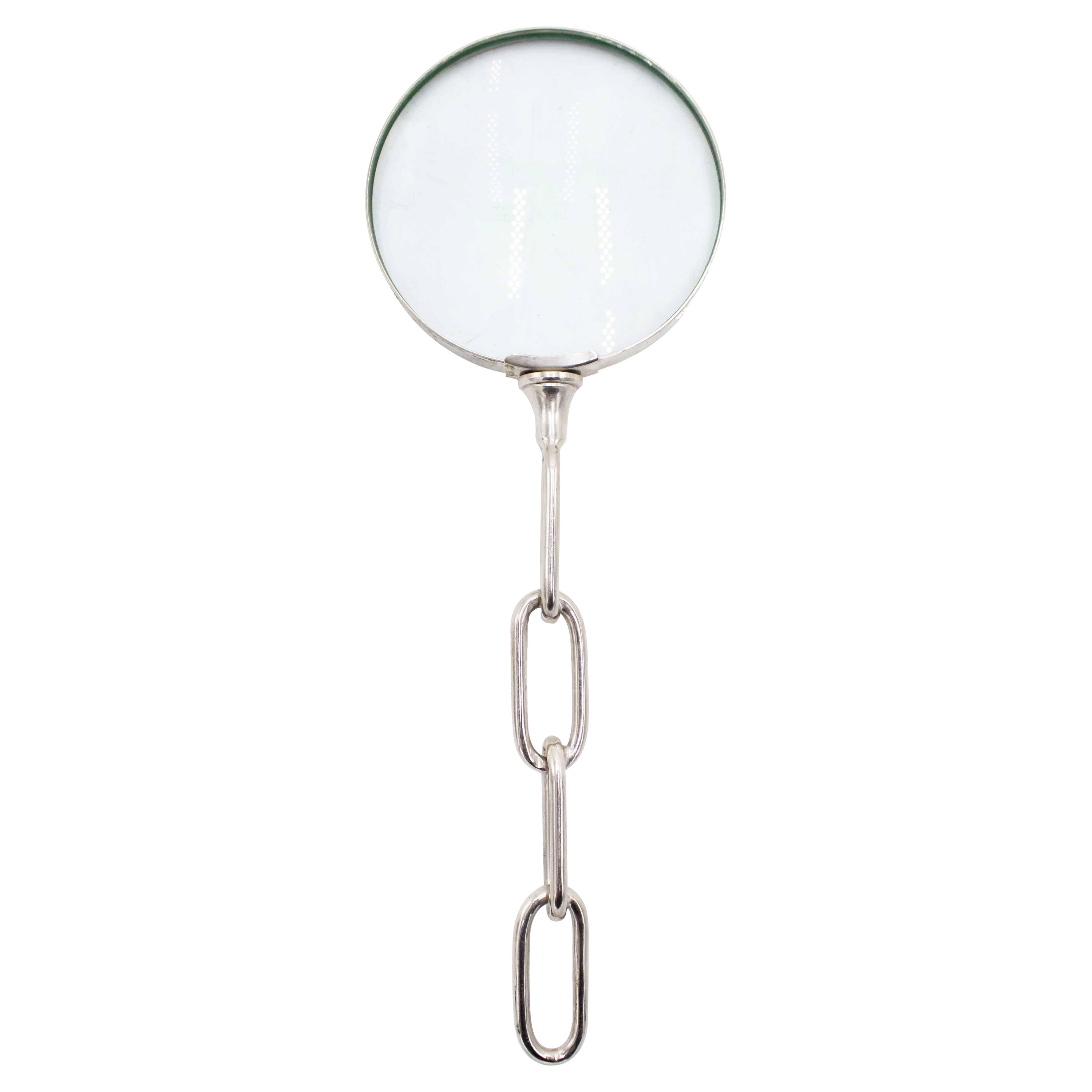 Mid-Century Chrome Chain Magnifying Glass For Sale