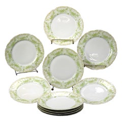 Ten Antique French Elite Works Limoges Dinner Plates, Circa 1900