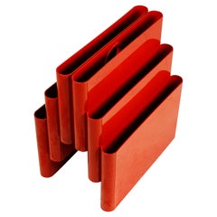 Red Space Age Plastic Magazine Rack 4675 by Giotto Stoppino for Kartell, Italy
