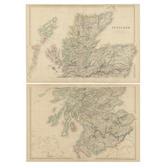 Set of 2 Antique Maps of Scotland by W. G. Blackie, 1859