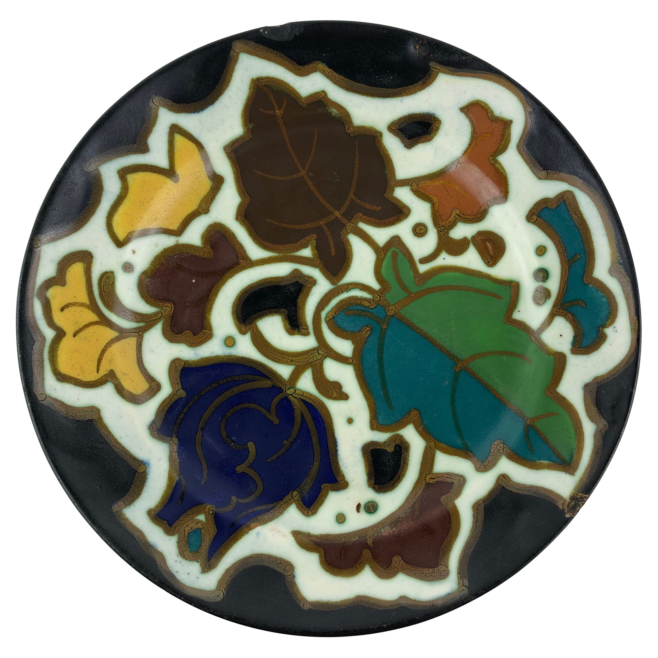 Plat décoratif Art Nouveau en poterie faite à la main de Gouda, Hollande en vente