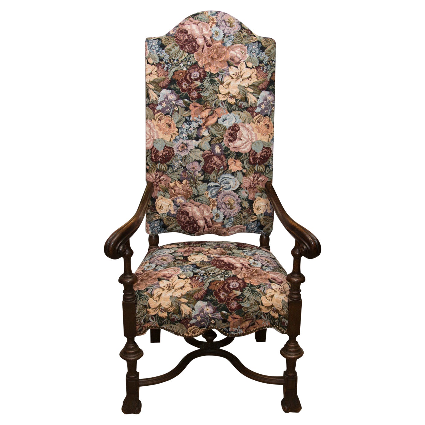 Fauteuil trône ancien de style Renaissance, XIXe siècle en vente