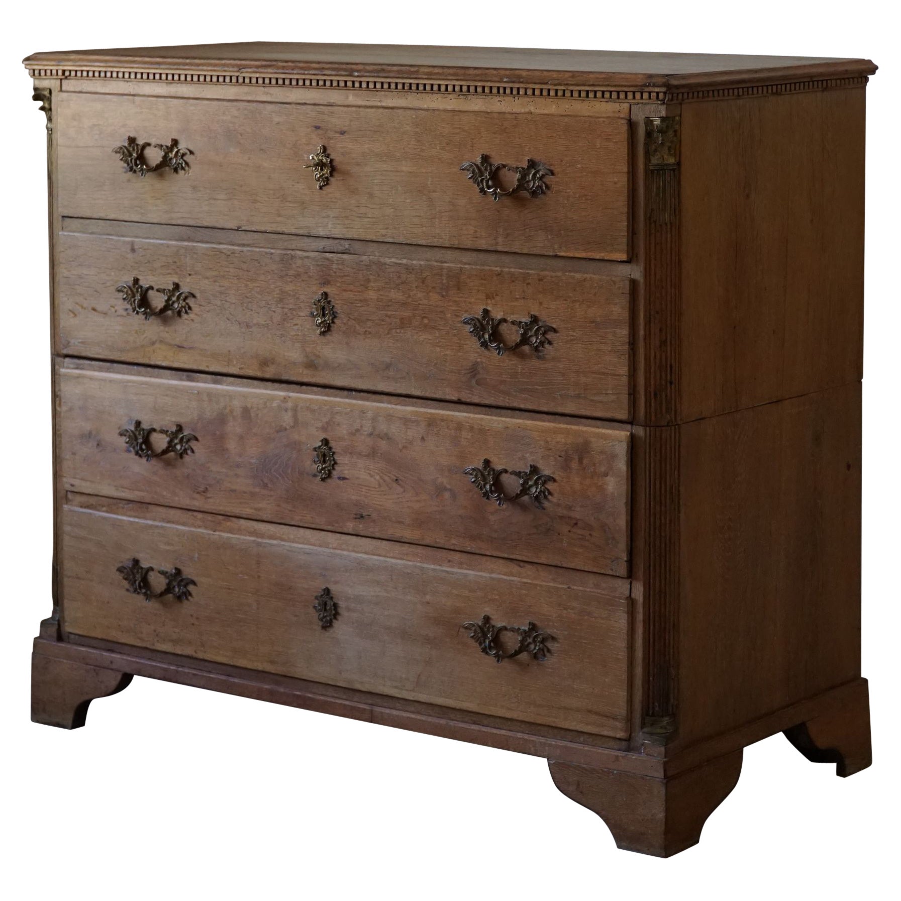 Antique Chest of Drawers in Oak, Made in Denmark, Mid-19th Century