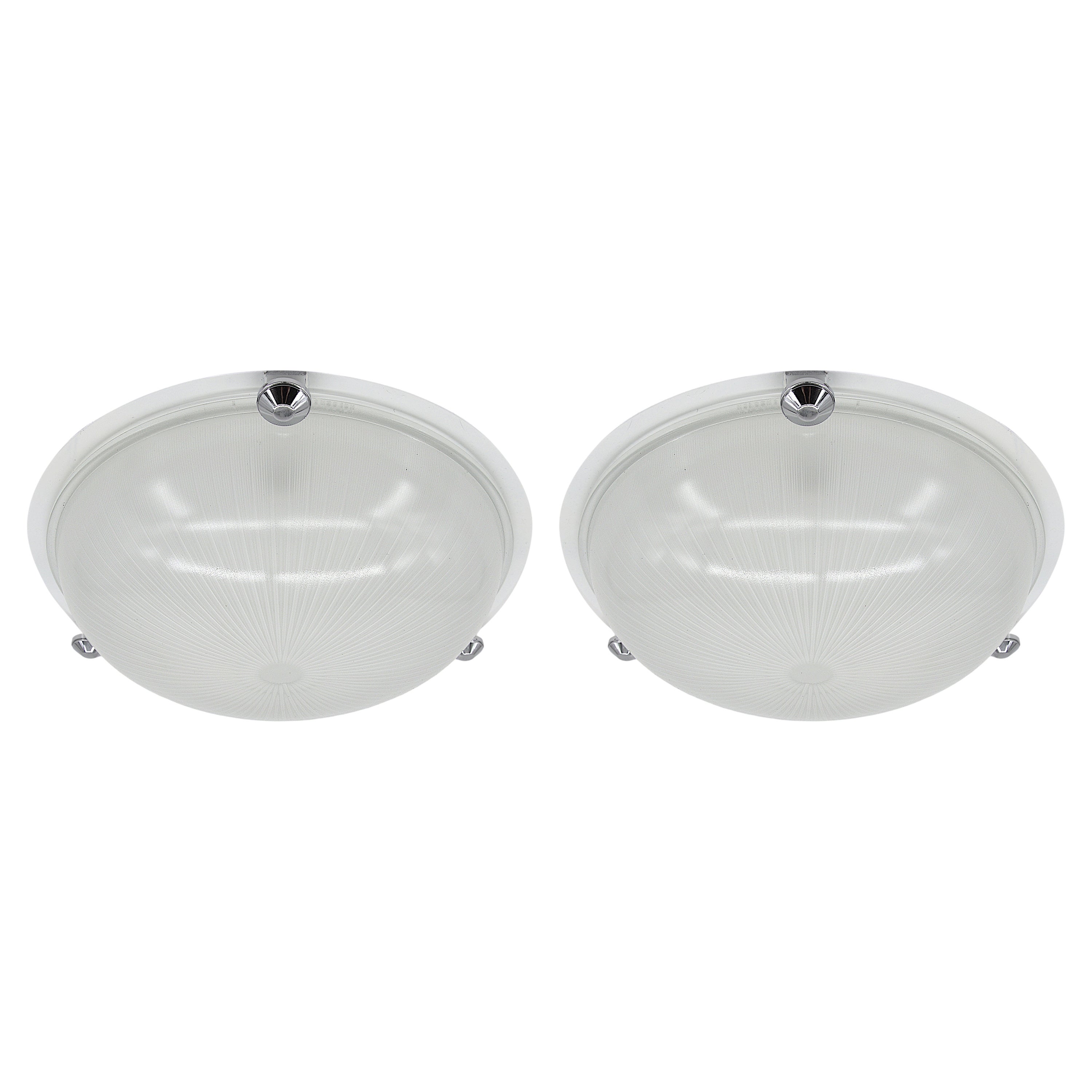 Holophane French Art Deco Flush Mount, 1930s, Pair Available