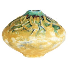 German Jugendstil Stylized Tree Design Art Pottery Vase