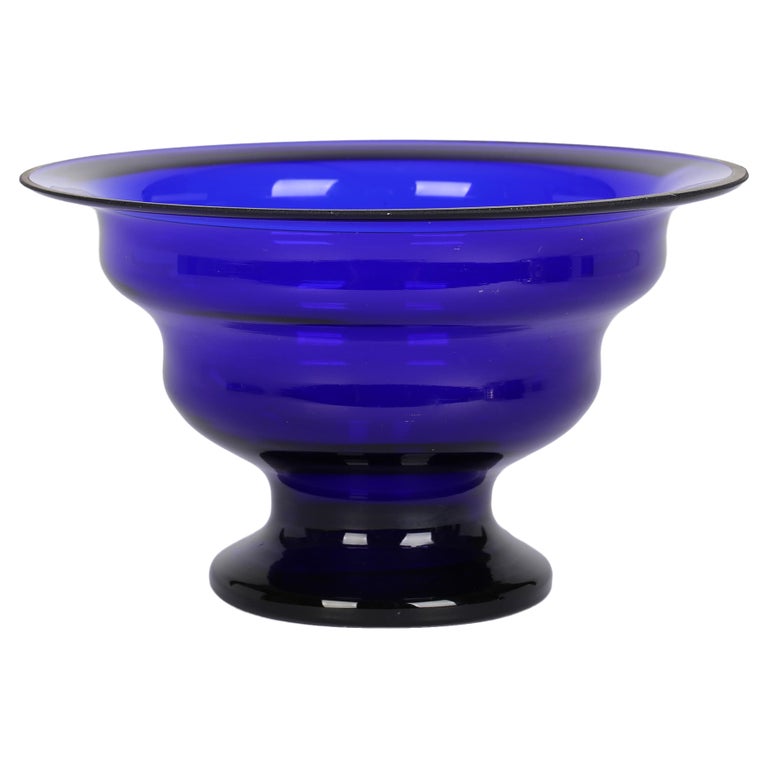 Bristol Blue Glass Pedestal Bowl at 1stDibs
