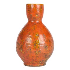 Retro Continental, Possibly German, Mid-Century Orange Textured Art Pottery Vase