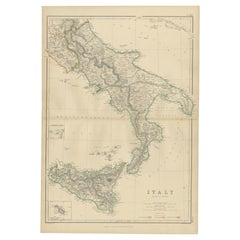 Antique Map of Italy, South Part, by W. G. Blackie, 1859