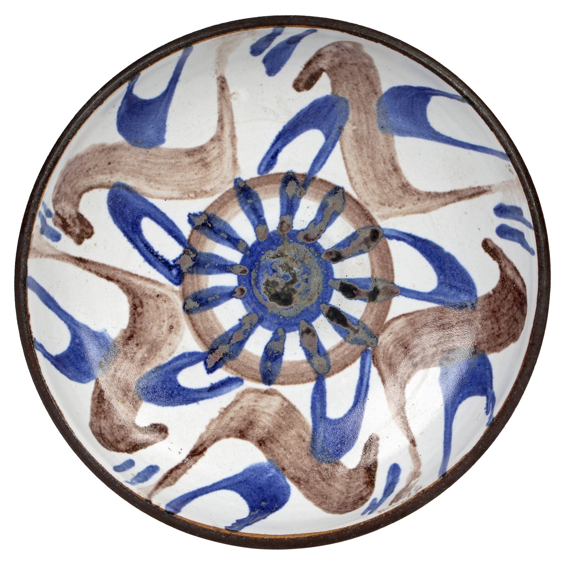 Barbara Davidson Scottish Studio Pottery Abstract Decorated Shallow Dish