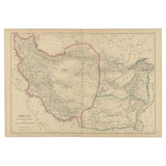 Carta geografica antica della Persia, dell'Afghanistan e del Balochistan, 1859