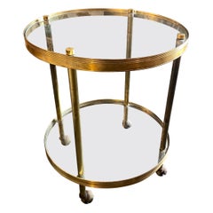1960s Mid-century Modern Brass and Heavy Glass Italian Bar Cart