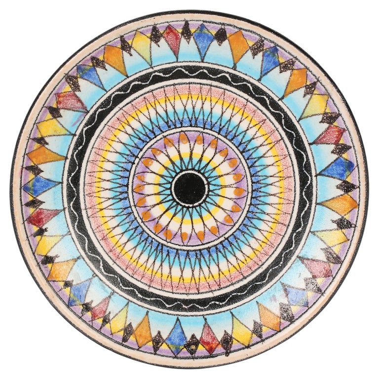 Ceramica D'Amore Vietri Mid-Century Italian Painted Pottery Plaque For Sale