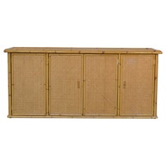 Italian Sideboard Wicker and Bamboo from 60's