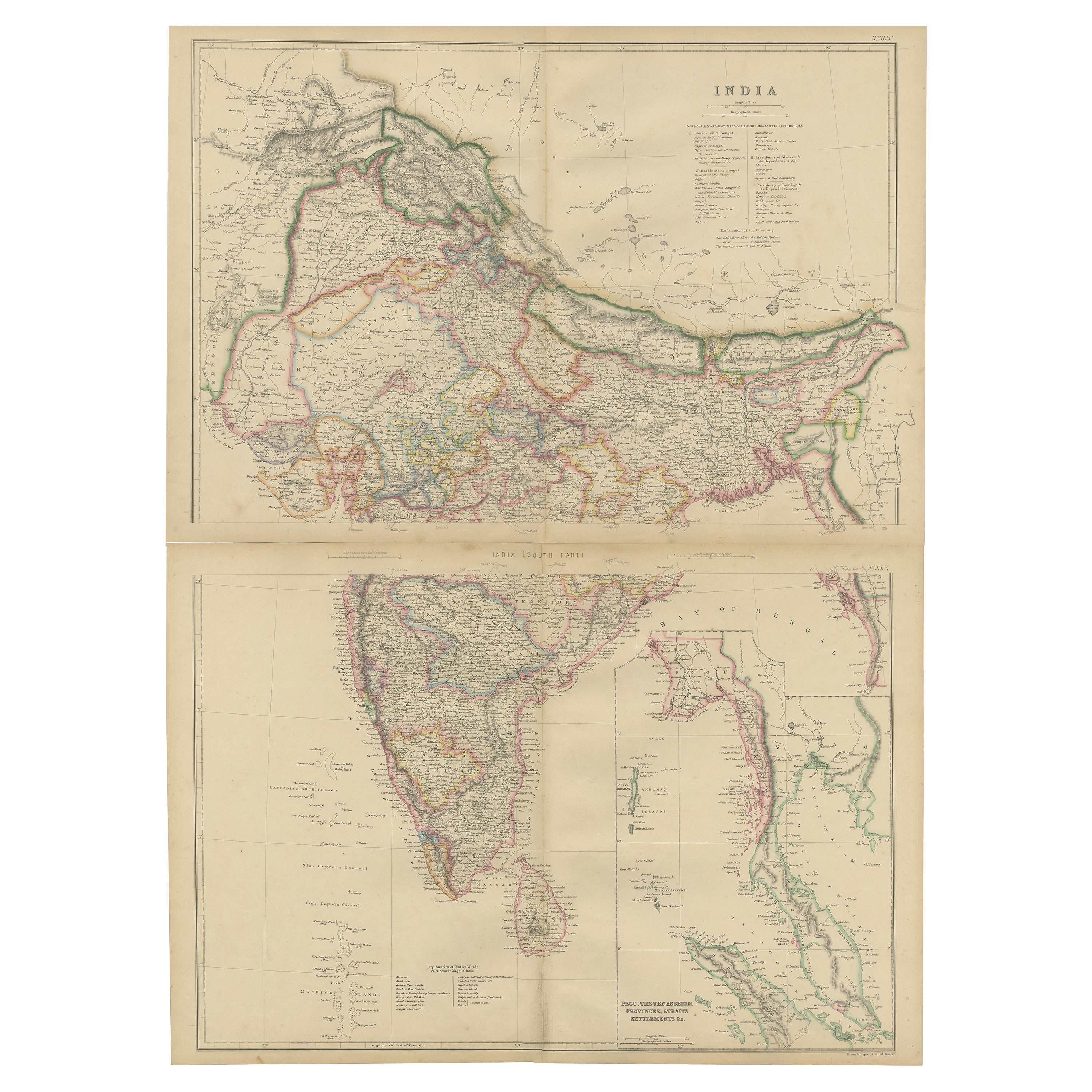Vintage Cartographic Collection Set von Indien Explored - W. G. Blackie's 1859, Vintage 
