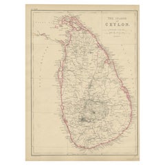 Antique Map of the Island of Ceylon by W. G. Blackie, 1859