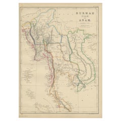 Antique Map of Myanmar, Thailand and Annam by W. G. Blackie, 1859