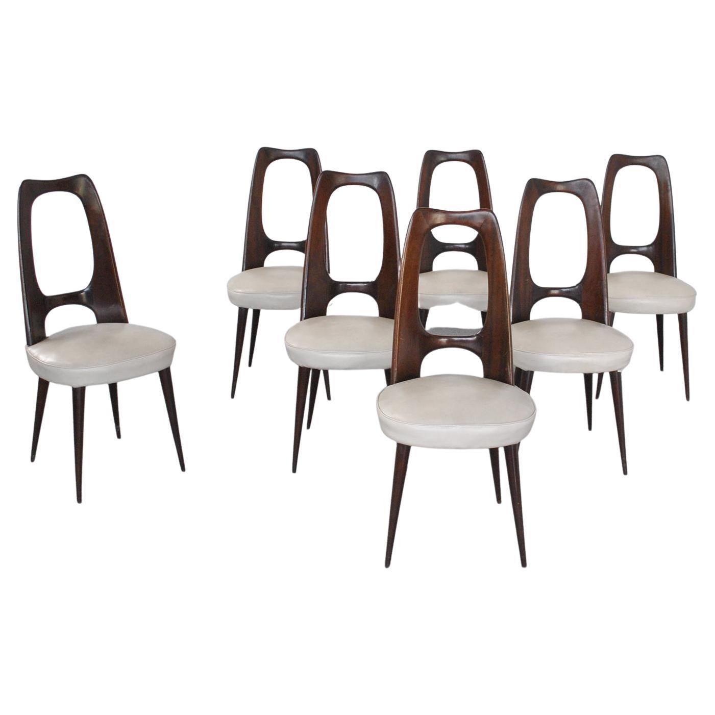 Vittorio Dassi Set Eight Chairs from Late 60's