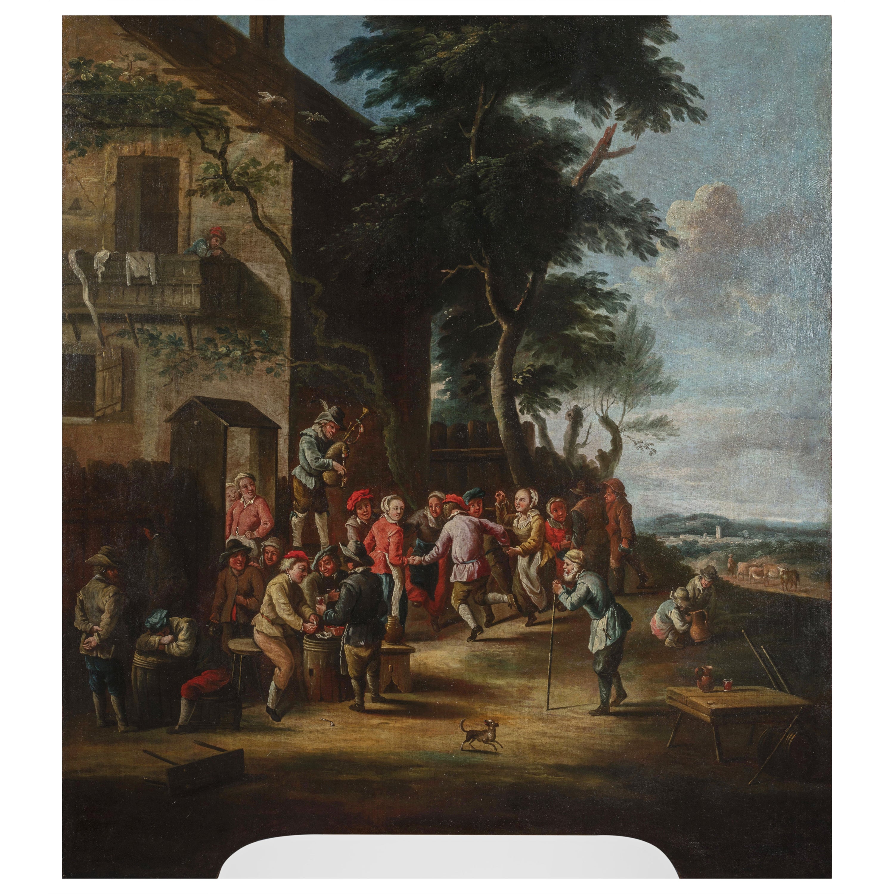 18th Century, Italian painting Depicts Bambocciata by Giovanni Michele Graneri For Sale