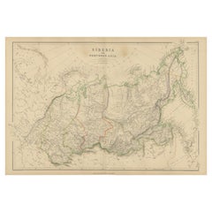 Antike Karte von Sibirien, Russland, 1859