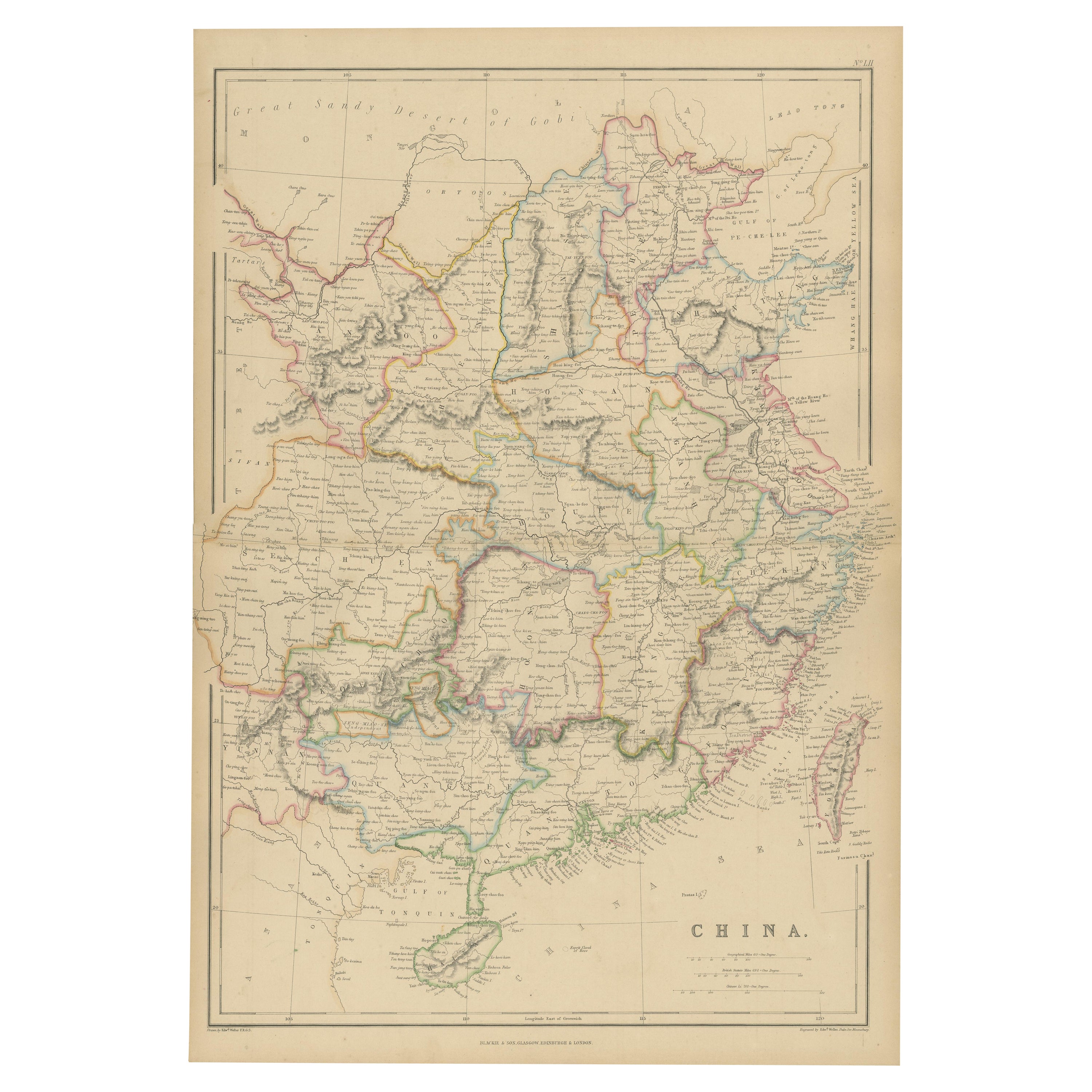 Antique Map of China by W. G. Blackie, 1859 For Sale