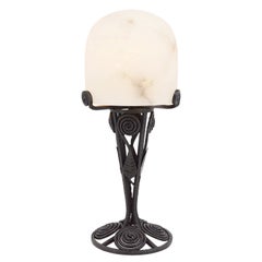 Large French Art Deco Alabaster Table Lamp, 1920s