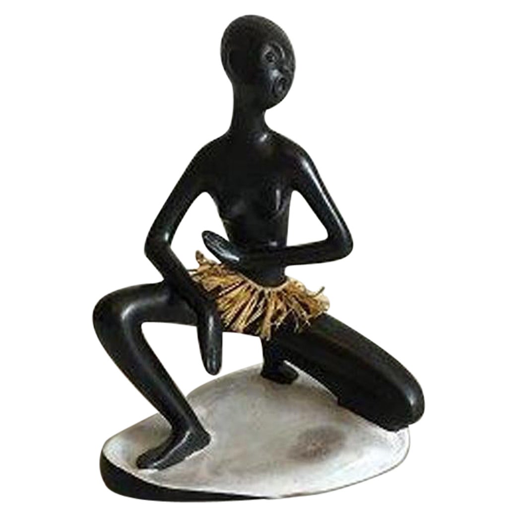 Leopold Anzengruber, Vienna, Ceramics Figurine of African Woman