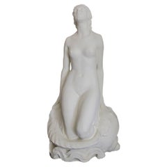 Early 20th Century Large & Elegant English Plaster Statue of a Seated Mermaid