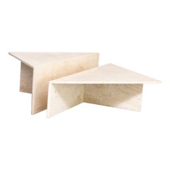 70s Triangle Set Travertine Coffee Table for Up&Up