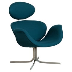 Pierre Paulin Big Tulip F551 Lounge Chair in Petrol Wool for Artifort