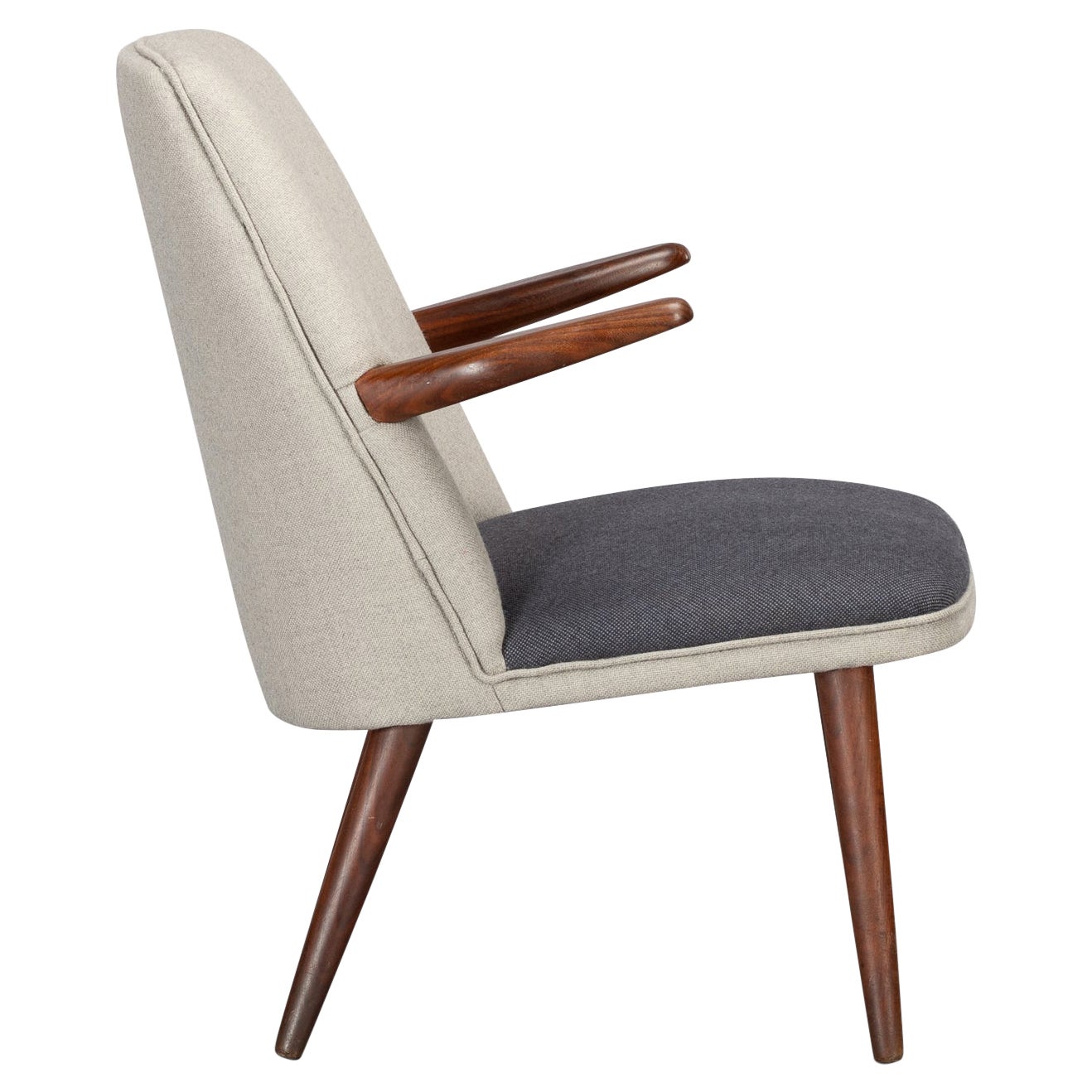 Danish Design Armchair Reupholstered In Twin Colour Pure Wool, 1960s