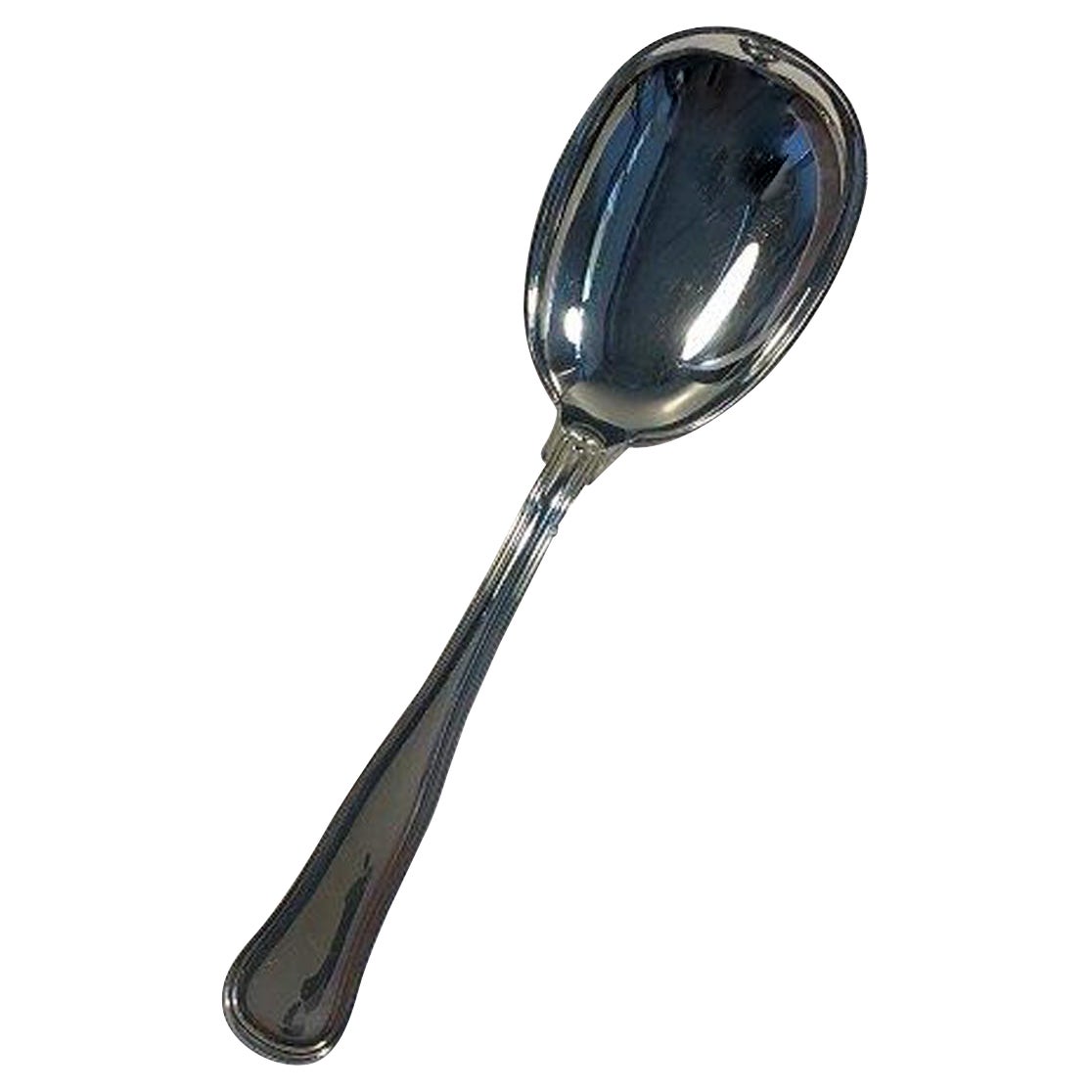 Cohr Silver Dobbeltriflet Old Danish Serving Spoon Large For Sale