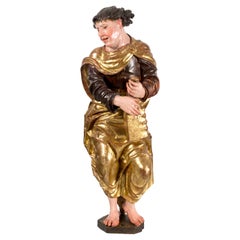 Antique Sculpture in Gilded and Polychrome Wood, "Evangelist", Berruguete's Environment