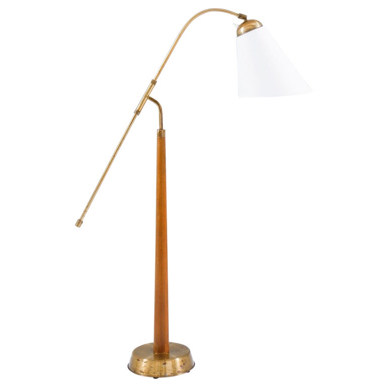 Midcentury Floor Lamp By Ystad Metall, Library Floor Lamp Bronze