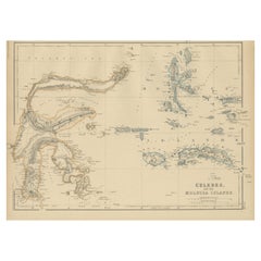Antique Map of Celebes and the Maluku Islands by W. G. Blackie, 1859