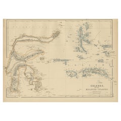 Carte ancienne de Celebes et des îles Maluku par W. G. Blackie, 1859